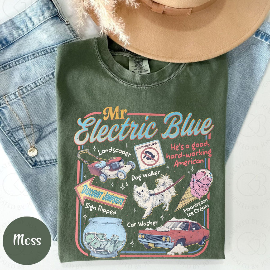 Retro America Band Tee – 2025 Concert Tour Merch, Vintage-Inspired Mr. Electric Blue Shirt, Classic Folk-Rock Fan Apparel