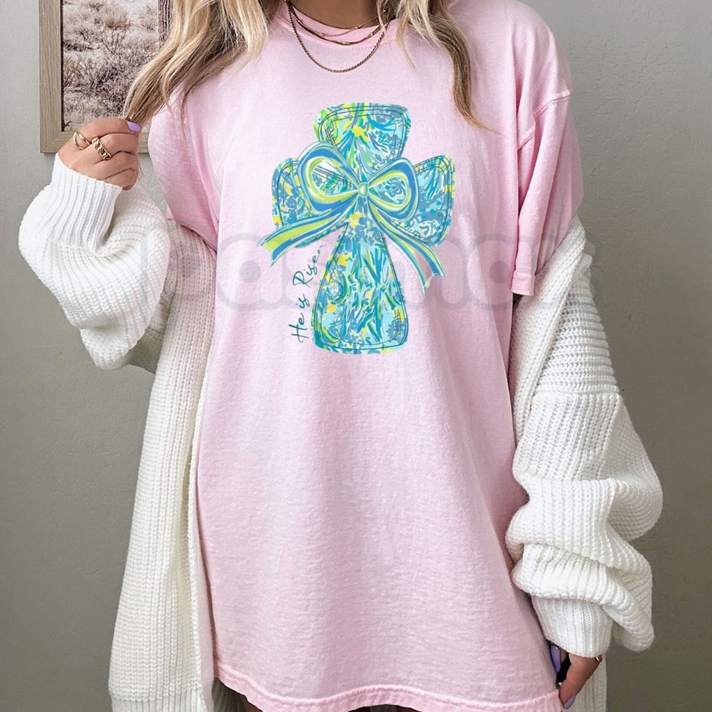 "He Is Risen" Christian Graphic Tee – Easter Resurrection Sunday T-Shirt, Premium 100% Cotton Faith-Based Top, Victory Over The Grave Gospel Shirt, Made in USA