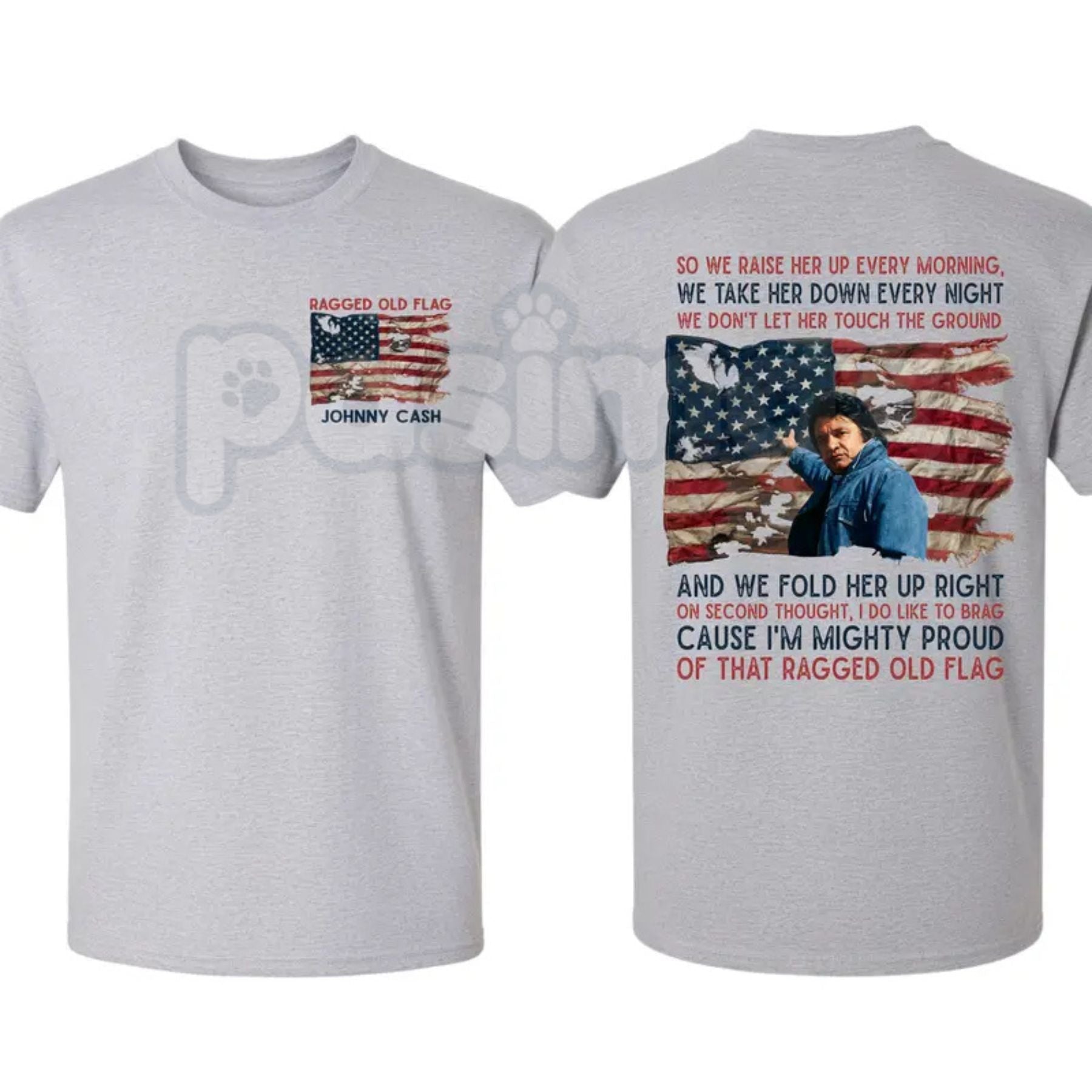 Johnny Cash "Ragged Old Flag" T-Shirt – 4th of July Legend of Country Music Tee, Premium 100% Cotton American Independence Day Top, Soft Lived-In Heavyweight Outlaw Patriot Shirt, Made in USA