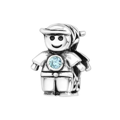 Silver Boy Doll Charm Bead