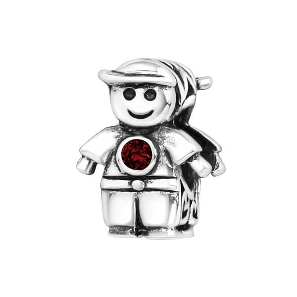 Silver Boy Doll Charm Bead