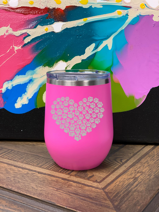 Paw Print Heart Tumbler