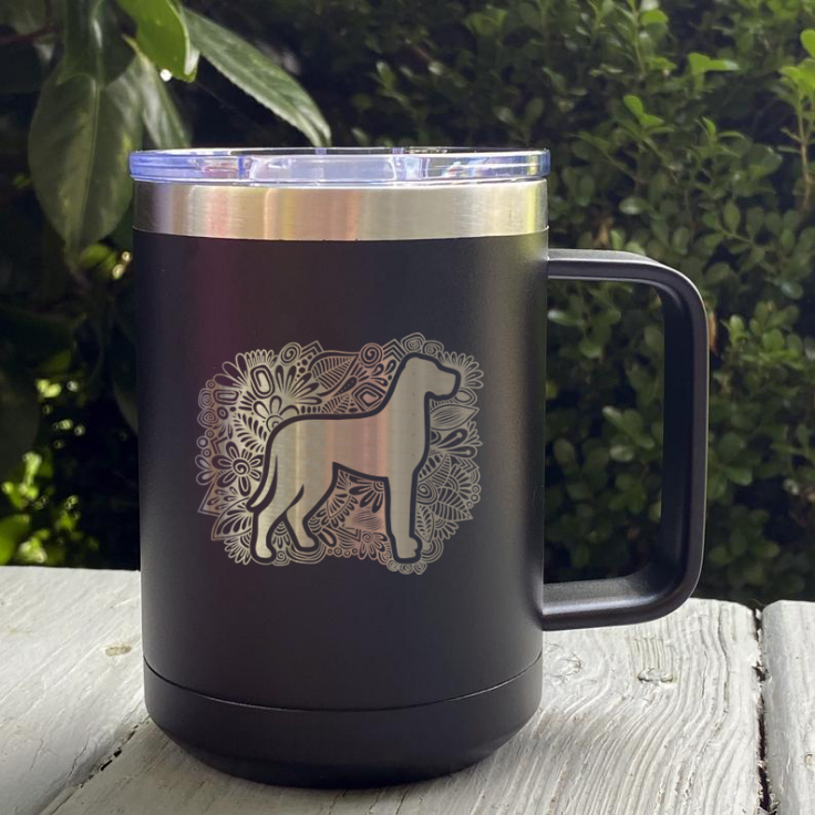 Save Rocky the Great Dane Rescue and Rehab Floppy Ear Great Dane Mandala Mug