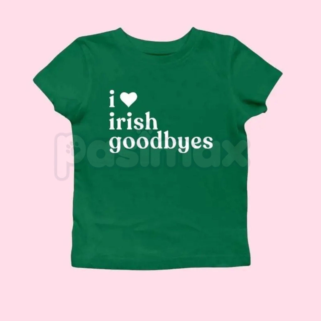 St. Patrick's Day Baby Tee Collection - Funny "Irish Goodbye" & BORG Drinking Shirt, Premium 100% Cotton Cropped Y2K Aesthetic Top, Sassy St. Paddy’s Day Party Tee, "Kiss Me I'm Irish" Reimagined Graphic, Soft Lived-In Festive Streetwear