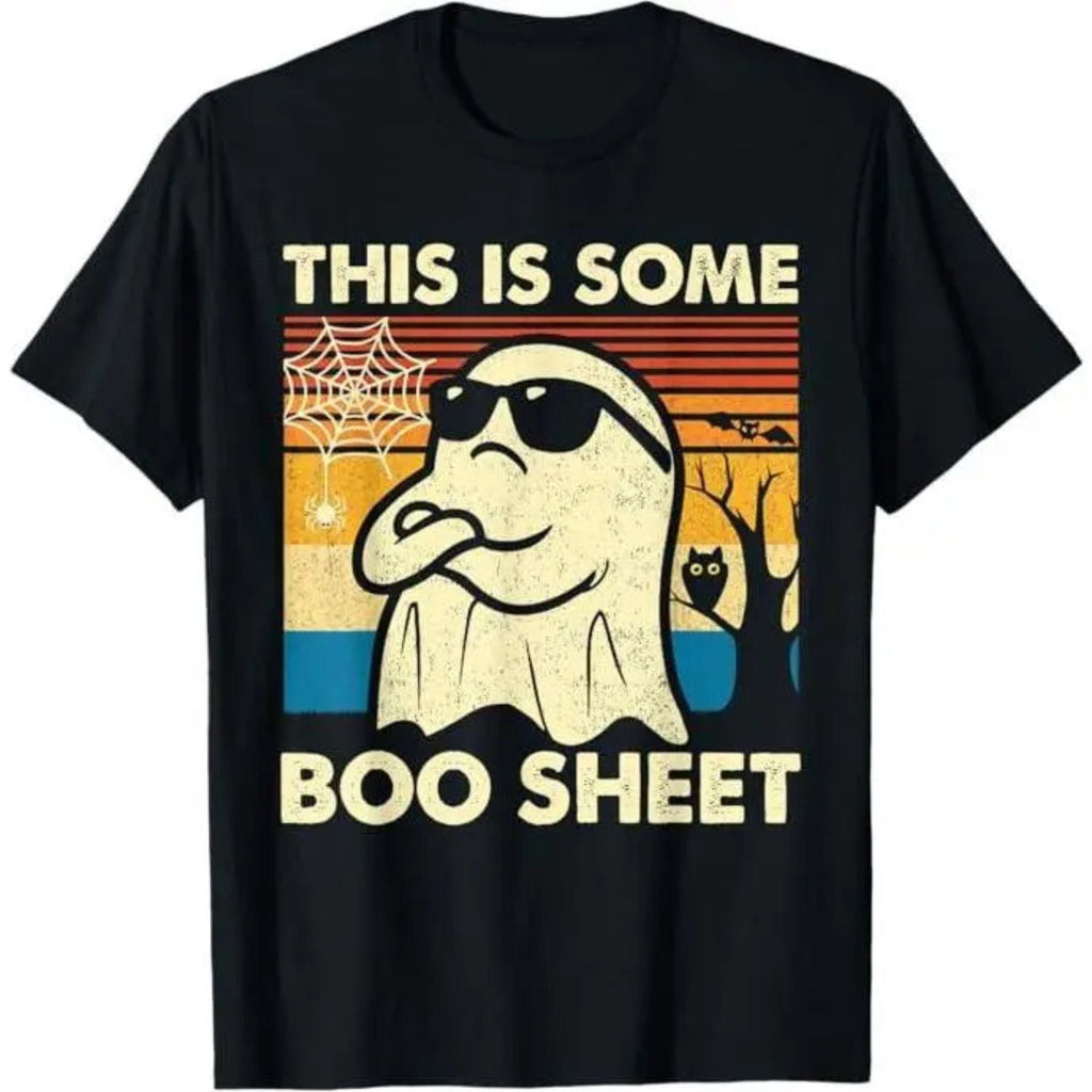 "This is Some Boo Sheet" Ghost T-Shirt - Funny Retro Halloween Apparel for Men & Women