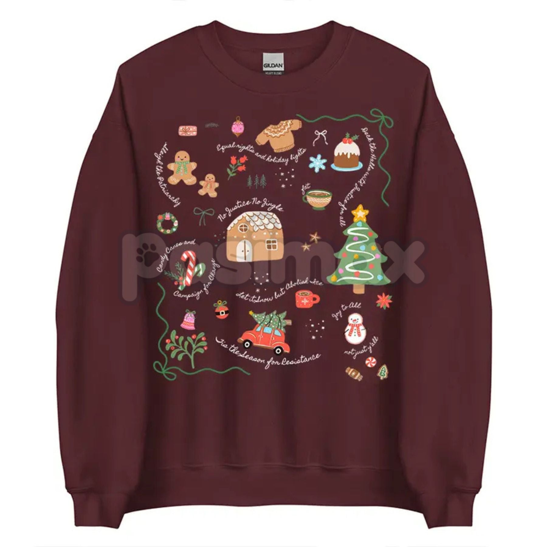 Doodle Christmas Liberal Values Protest Sweatshirt | Political Statement Holiday Crewneck | Progressive Gift