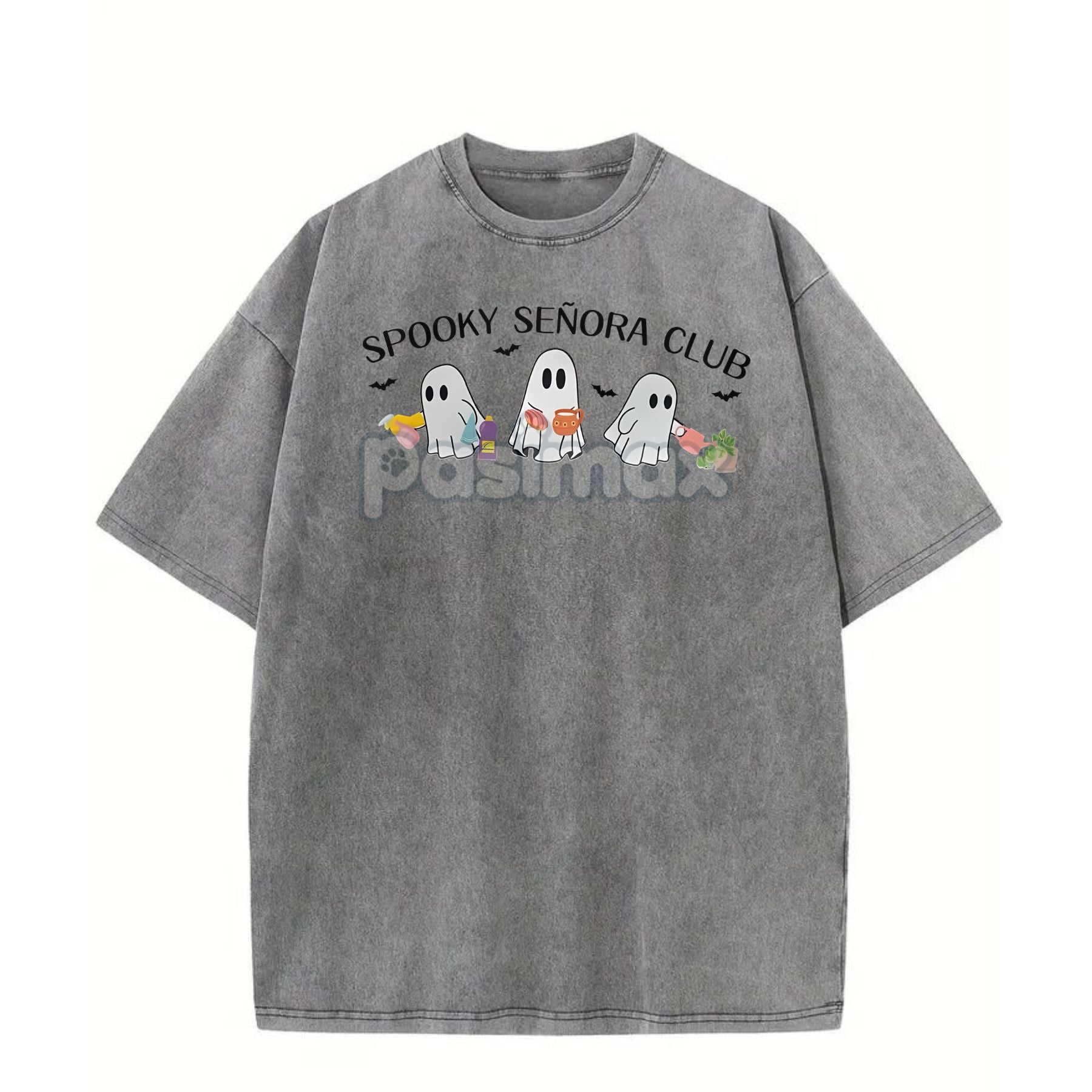 "Spooky Señora Club" Vintage Acid Wash T-Shirt – Unisex Graphic Shirt, Retro Vibe