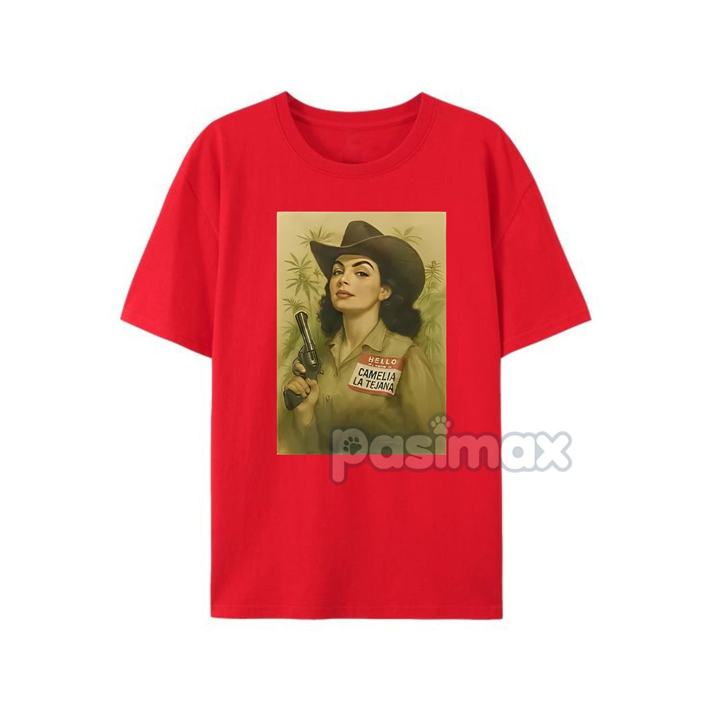 Camelia la Tejana T-Shirt - Iconic Folk Legend Apparel, Contrabando y Traición Merch