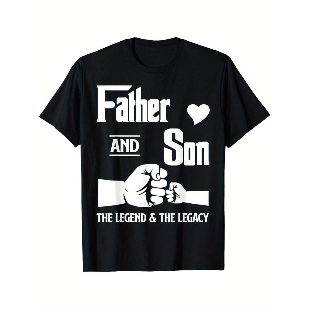 Father and Son Matching T-Shirts - "Father and Son" Quote, Fist Bump Design, 100% Cotton Crew Neck