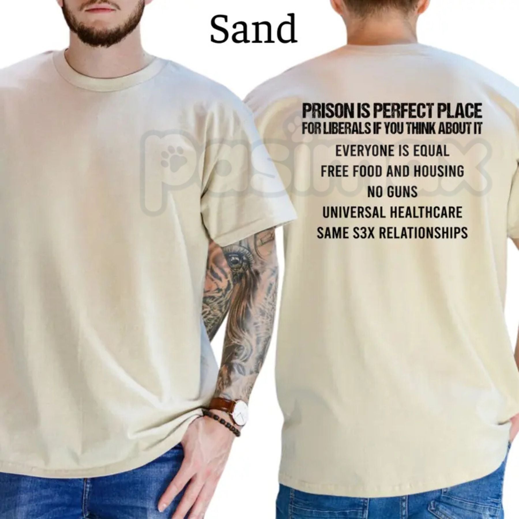 "Prison Is Perfect Place For Liberals" Political T-Shirt – Funny Conservative Graphic Tee, Premium 100% Cotton Republican Statement Top, Soft Lived-In Heavyweight Right-Wing Humorous Shirt, Made in USA