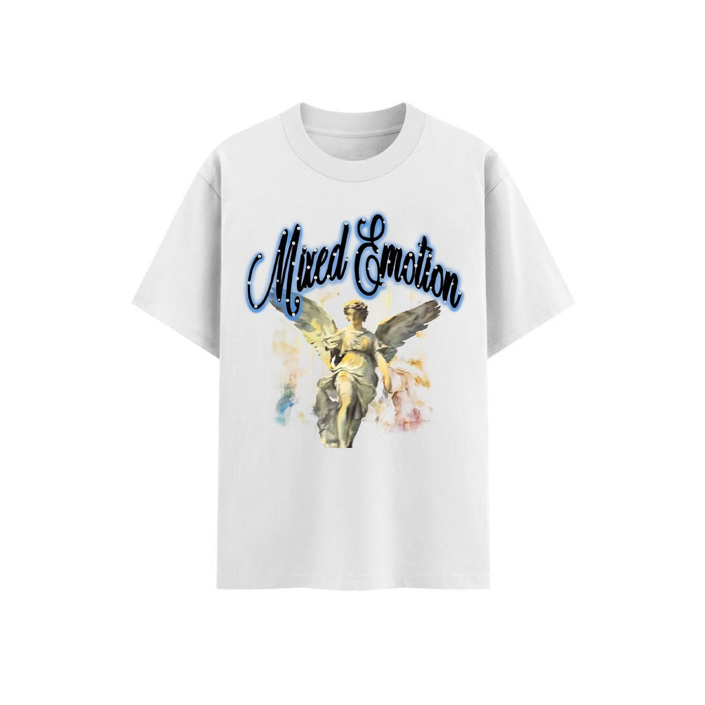 Y2K Street Style T-Shirt - Retro Angel & Flame Graphic Tee, Pure Cotton Hipster Apparel