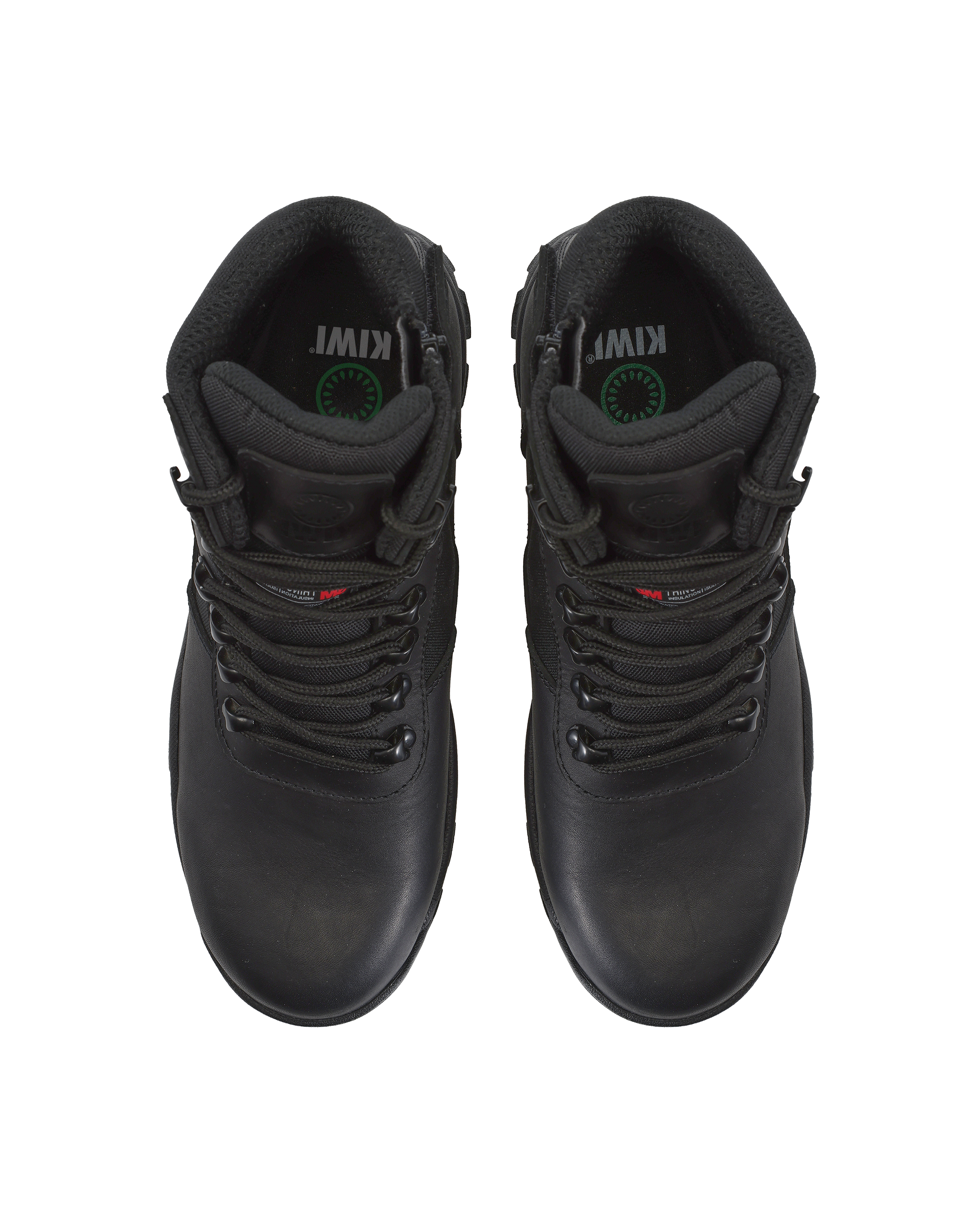 Kiwi Rugged Black Full Grain Leather Mid-Cut 6" Steel Toe Zipped Waterproof Tactical Boots [60300]