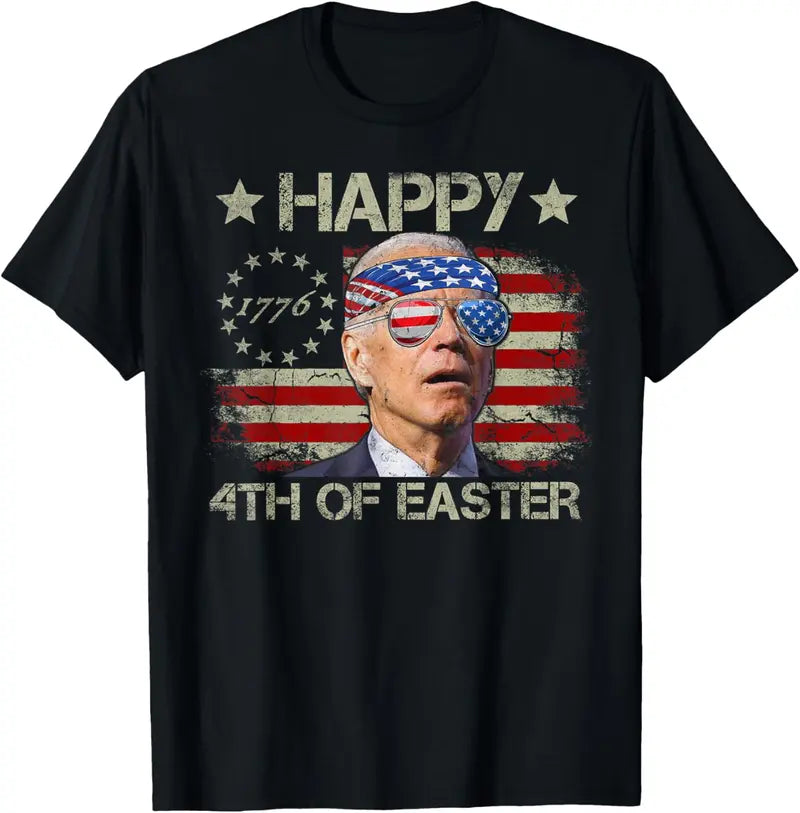 250th Anniversary Funny Joe Biden 4th of July T-Shirt – Happy 4th Of Easter Retro US Flag Unisex Graphic Tee