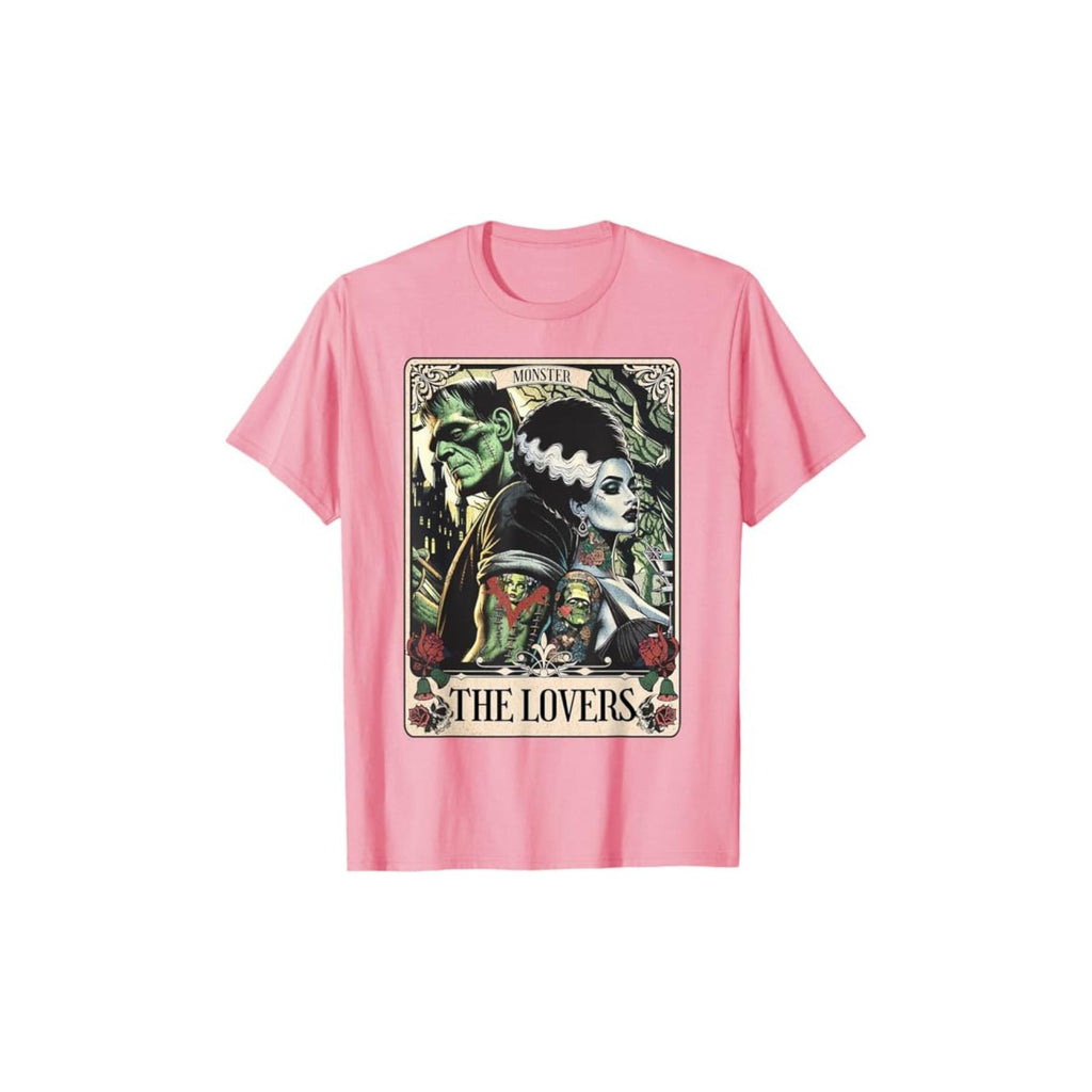 Frankenstein & Bride The Lovers Tarot T-Shirt - Gothic Horror Tee, Occult Fan Apparel