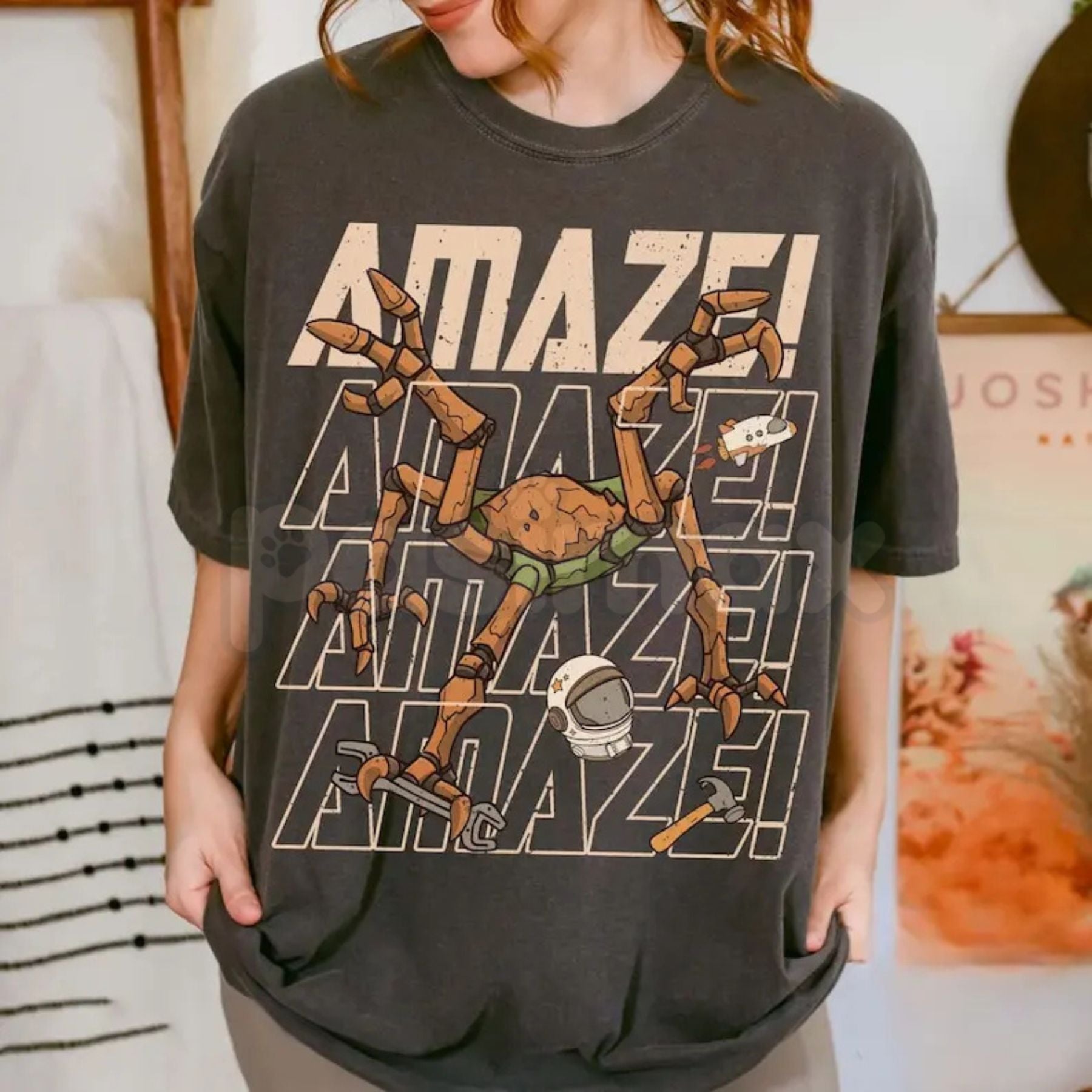 "Rocky Amaze" Project Hail Mary T-Shirt - Inspirational Eridian Engineer Graphic Tee, Premium 100% Cotton Sci-Fi Reader Gift, Amaze Amaze Amaze Bookish Top, Ryland Grace & Rocky Space Shirt, Soft Lived-In Heavyweight Nerd Culture Apparel