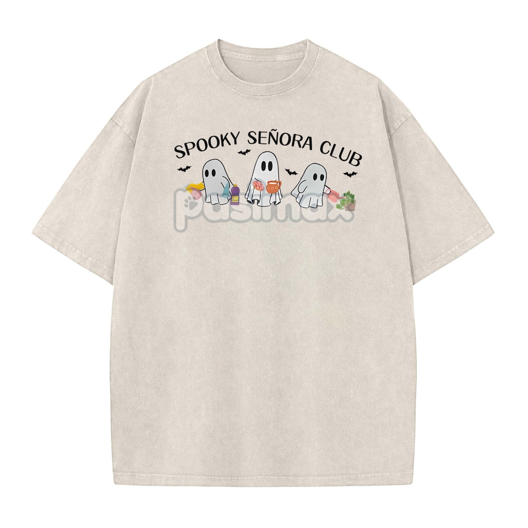 "Spooky Señora Club" Vintage Acid Wash T-Shirt – Unisex Graphic Shirt, Retro Vibe