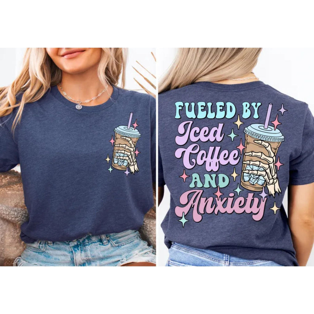 "Iced Coffee" Self-Care T-Shirt - Comfortable Tee for Mental Health, Everyday Graphic Apparel