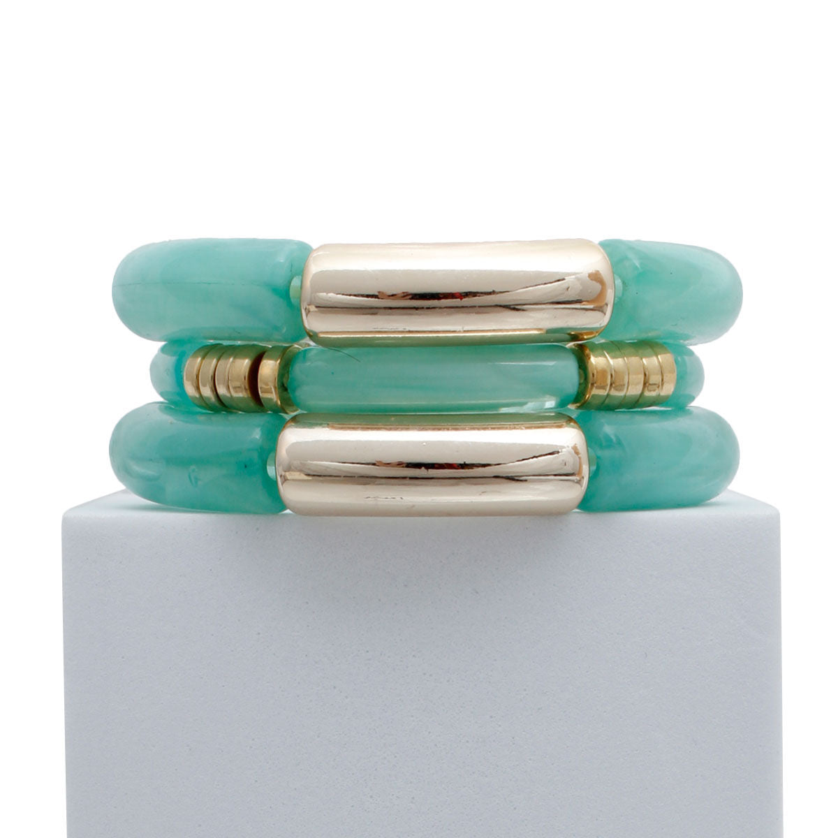 Turquoise Tube Stretch Bangle Set