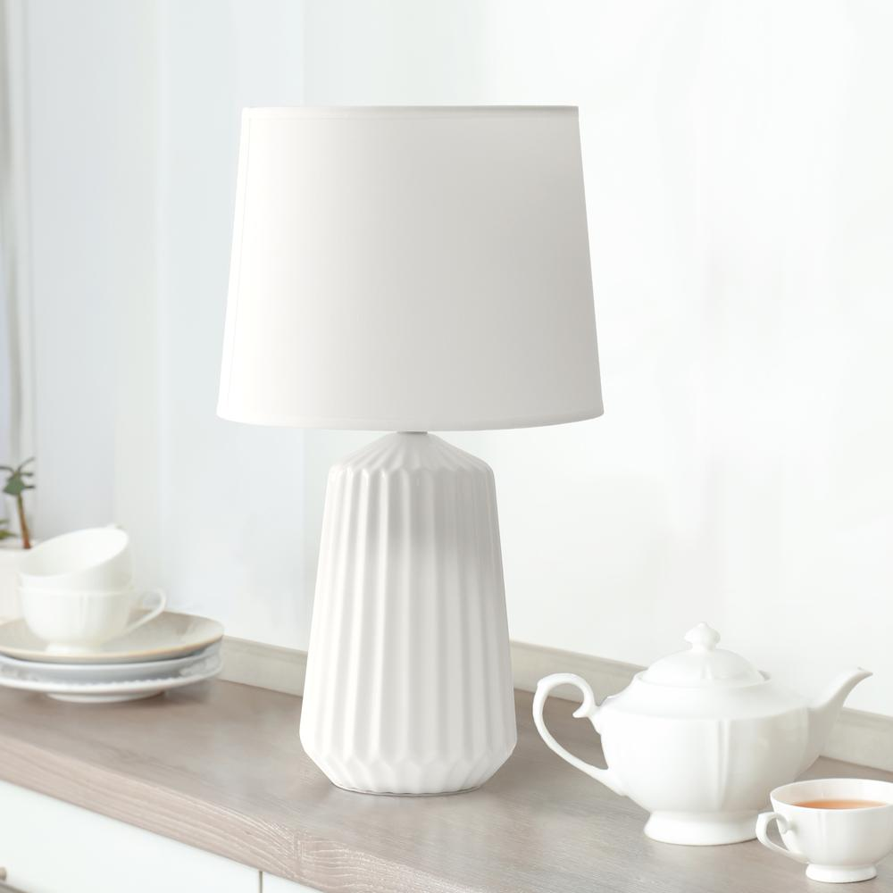 Off White Pleated Base Table Lamp