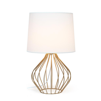 Geometrically Wired Table Lamp, White on Copper