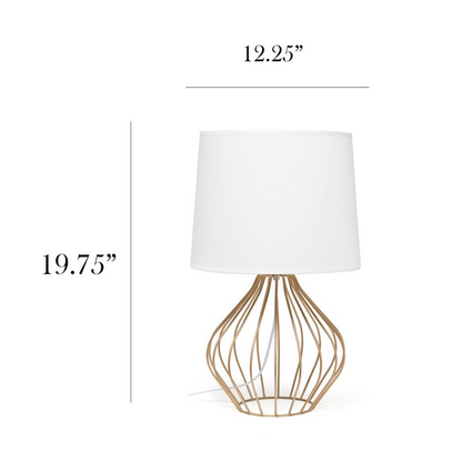 Geometrically Wired Table Lamp, White on Copper