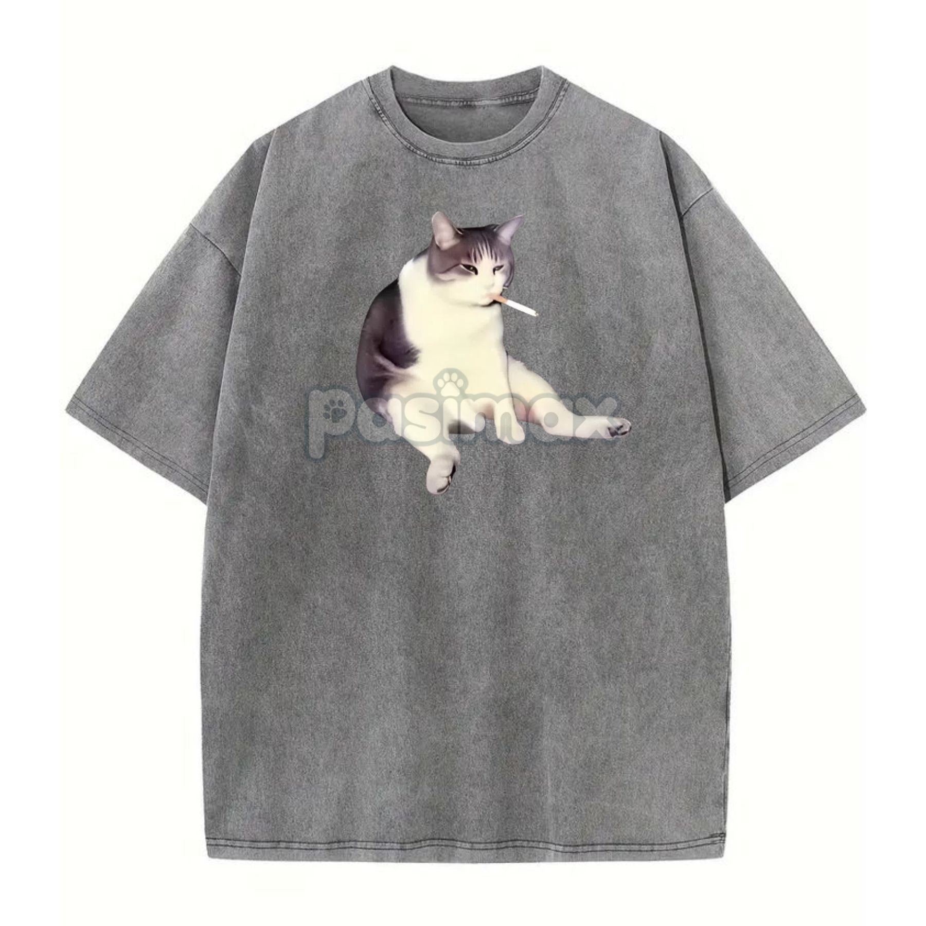 'Cat Smoke' Funny Animal Graphic Tee – Unisex Streetwear Cotton Comfort Shirt, Menswear Womenswear Cool Cat Tee