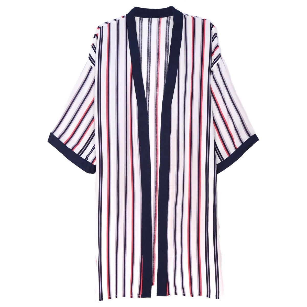 White and Navy Pin Stripe Kimono