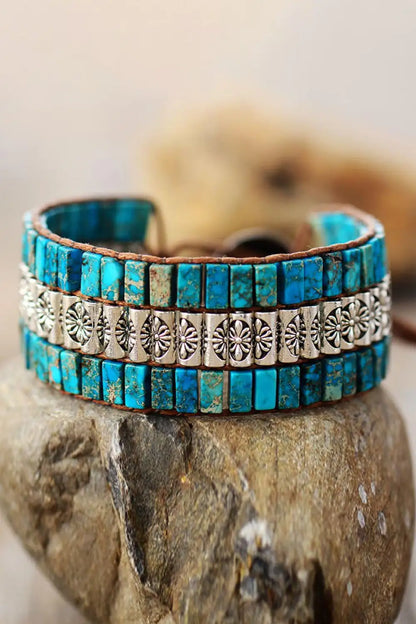 Artisan Triple-Layer Stone Bracelet