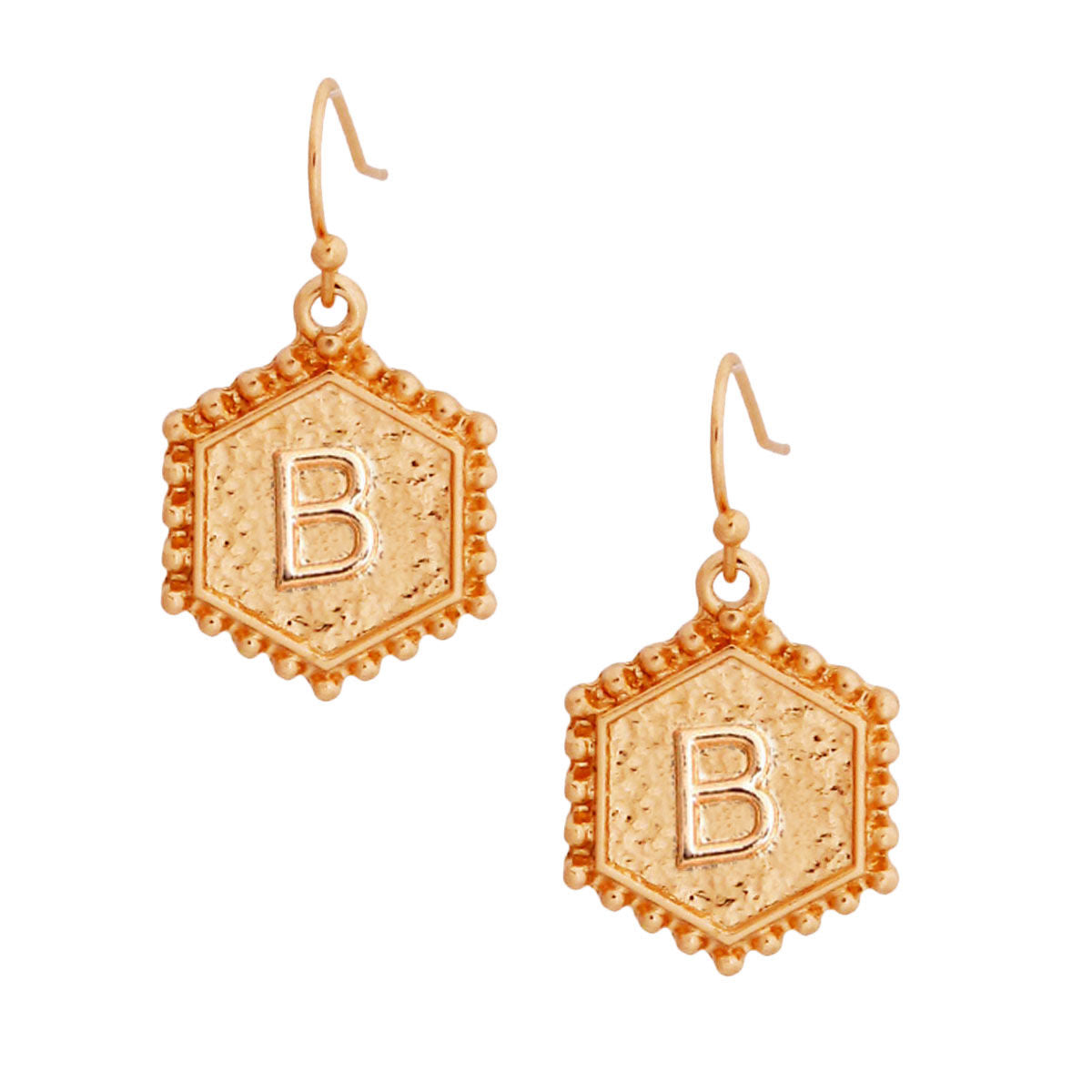 B Hexagon Initial Earrings