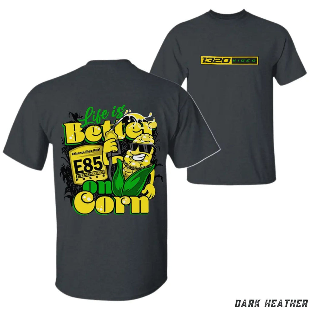 1320 Video "Corn Fuel" T-Shirt - Fun E85 Ethanol Graphic Tee, Street Racing Apparel