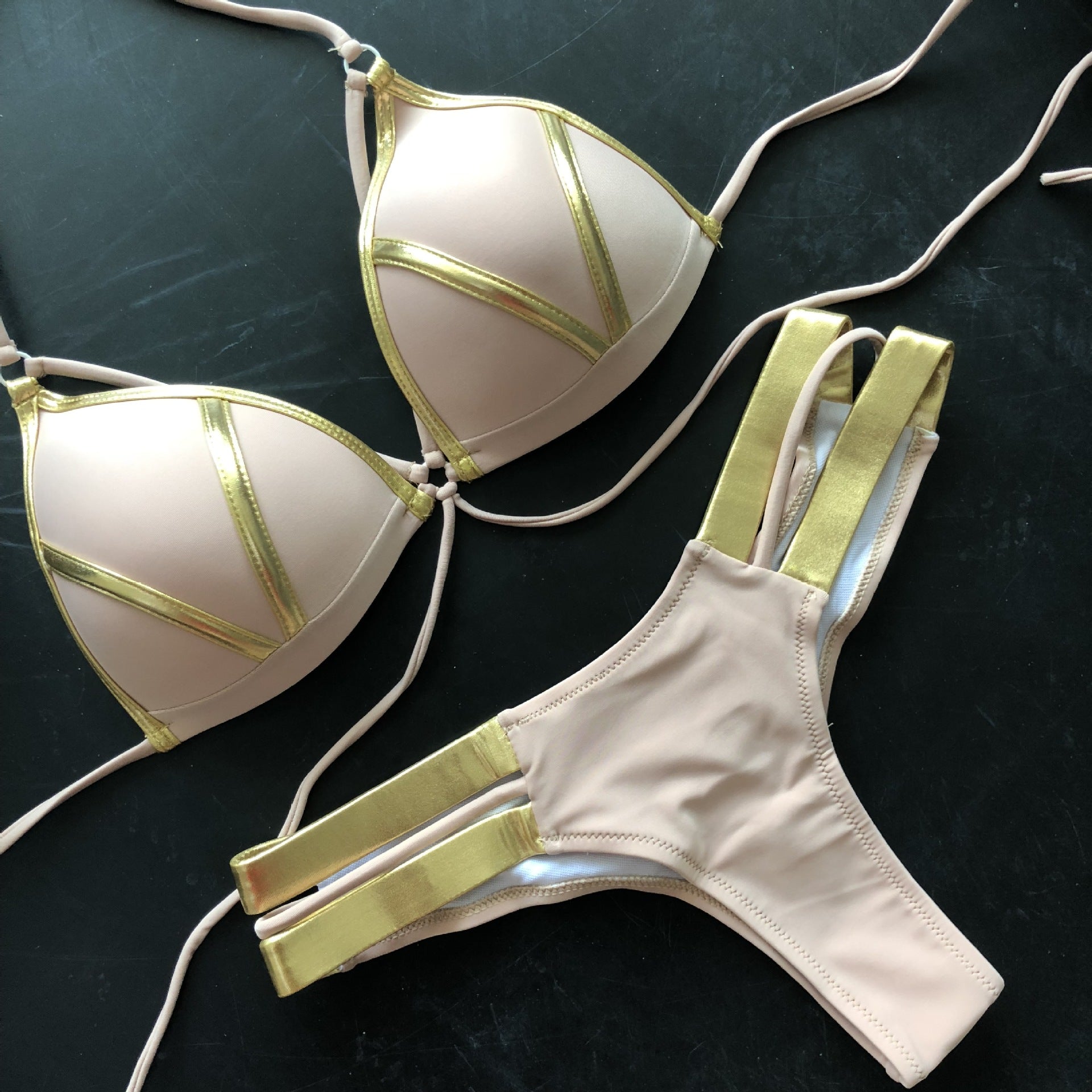 Sexy Halter Push Up Brazilian Bikini 2025 Women Bandage String Swimsuit Female Swimwear Two Pieces Bikini Set Bathing Suit Swim