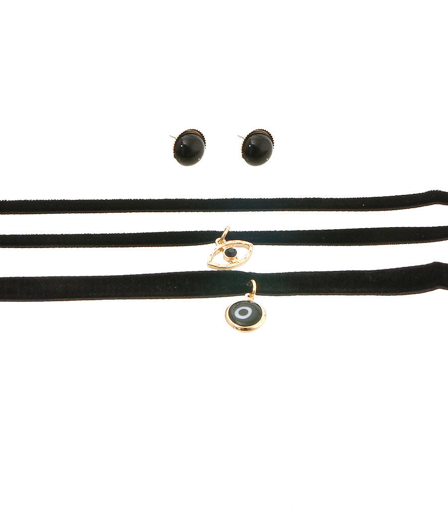 Black Evil Eye Layered Choker