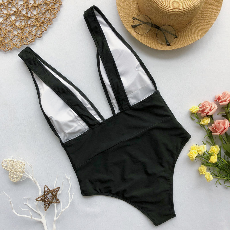 2025 High Cut Deep V Female Swimwear One Piece Swimsuit Women Backless Monokini High Waist Bathing Suit Swim Beachwear Bodysuit