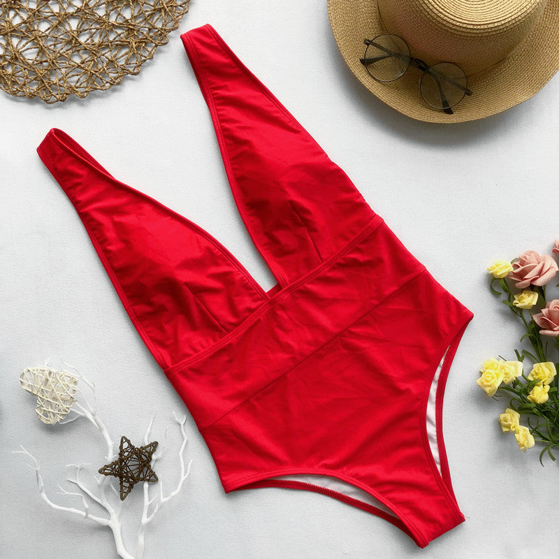 2025 High Cut Deep V Female Swimwear One Piece Swimsuit Women Backless Monokini High Waist Bathing Suit Swim Beachwear Bodysuit