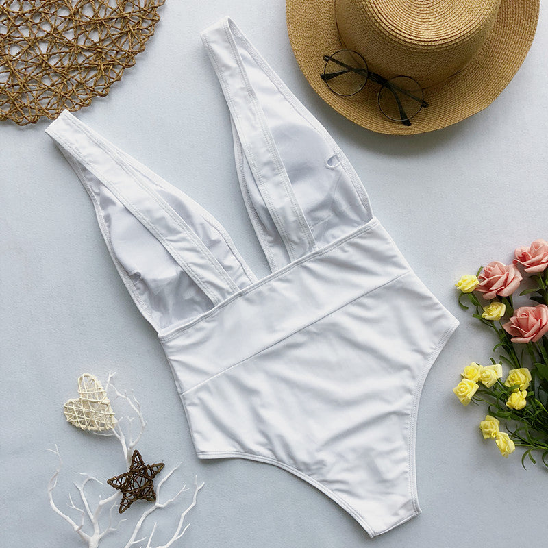 2025 High Cut Deep V Female Swimwear One Piece Swimsuit Women Backless Monokini High Waist Bathing Suit Swim Beachwear Bodysuit