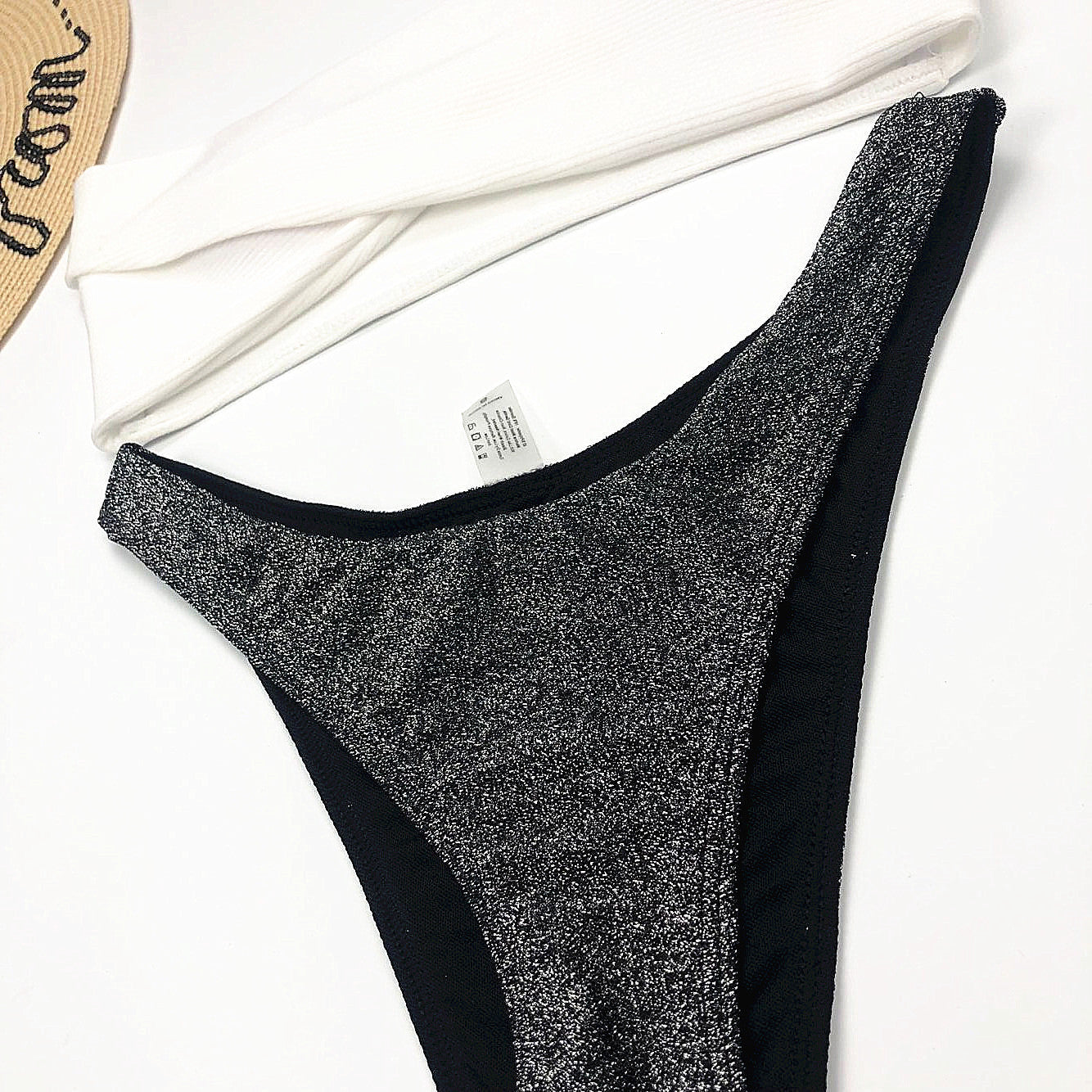 Sexy Sparkling Shiny Ribbed Bandeau Bikini 2025 Women Swimsuit Female Swimwear Two piece Bikini Set Triangle Bathing suit Swim