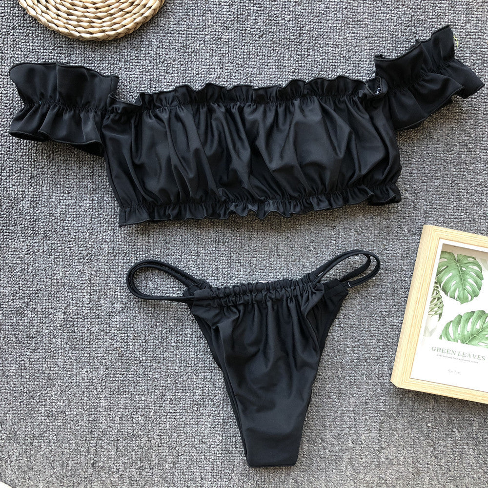 Cherry Print Off Shoulder Bikini 2025 High Cut Swimsuit Women Female Brazilian Swimwear Two pieces Bikini set Bathing Suit Swim