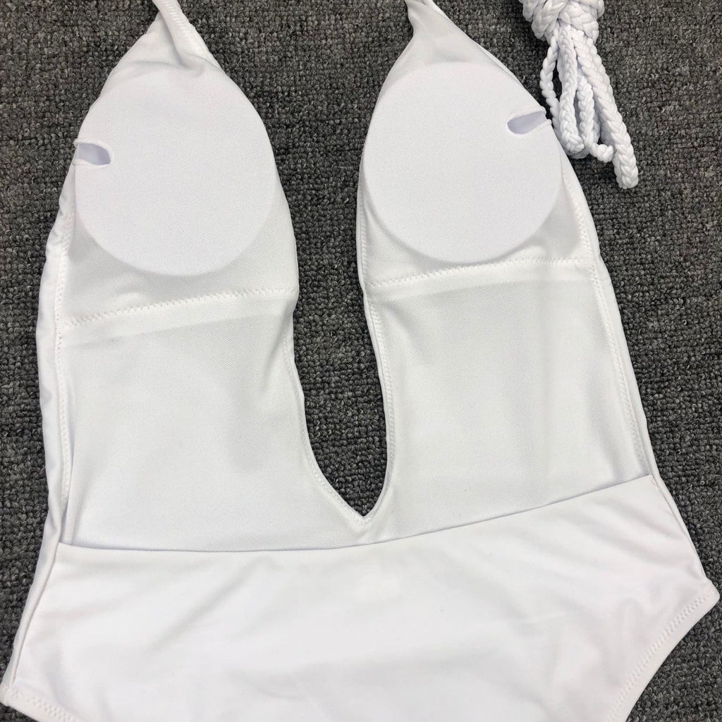 New 2025 Sexy Deep V Neck Wrap Around Female Swimwear One Piece Swimsuit Women Backless Monokini High Cut Bathing Suit Swim Lady