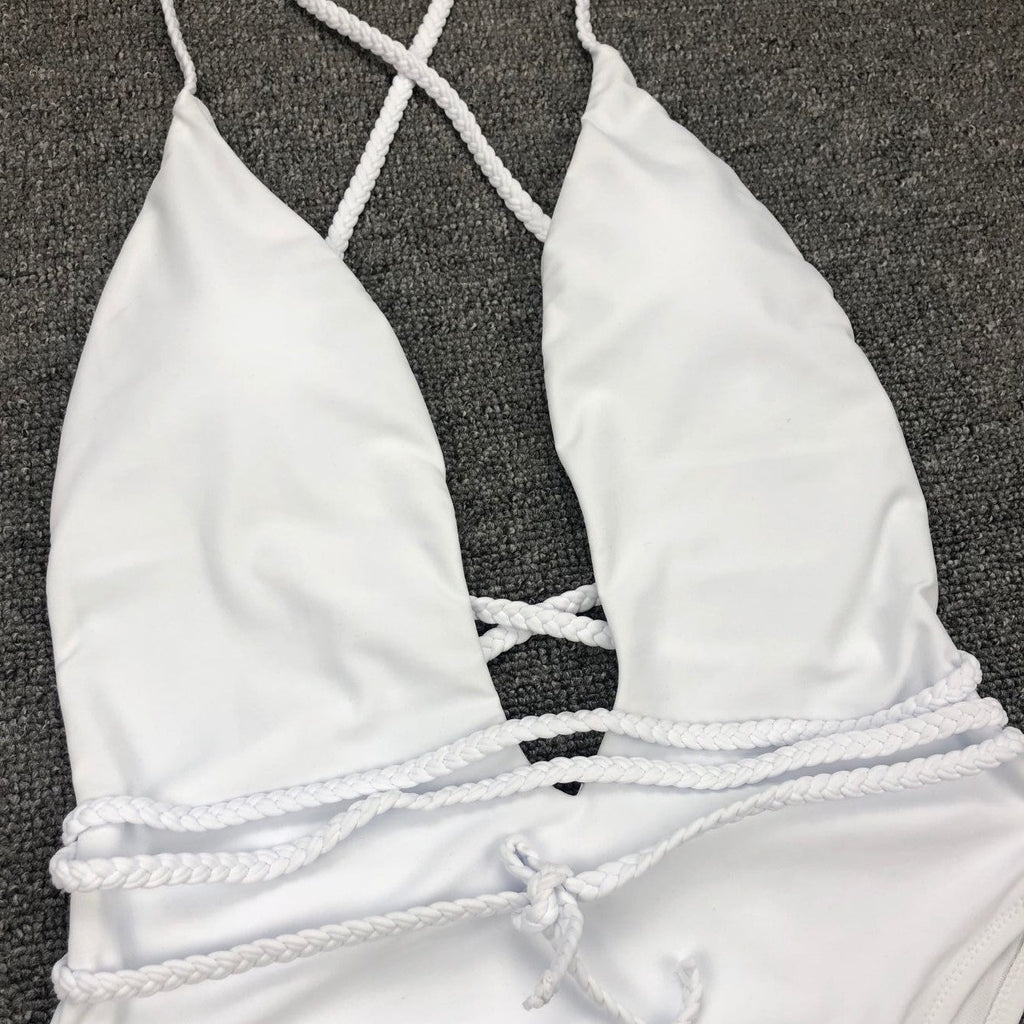 New 2025 Sexy Deep V Neck Wrap Around Female Swimwear One Piece Swimsuit Women Backless Monokini High Cut Bathing Suit Swim Lady