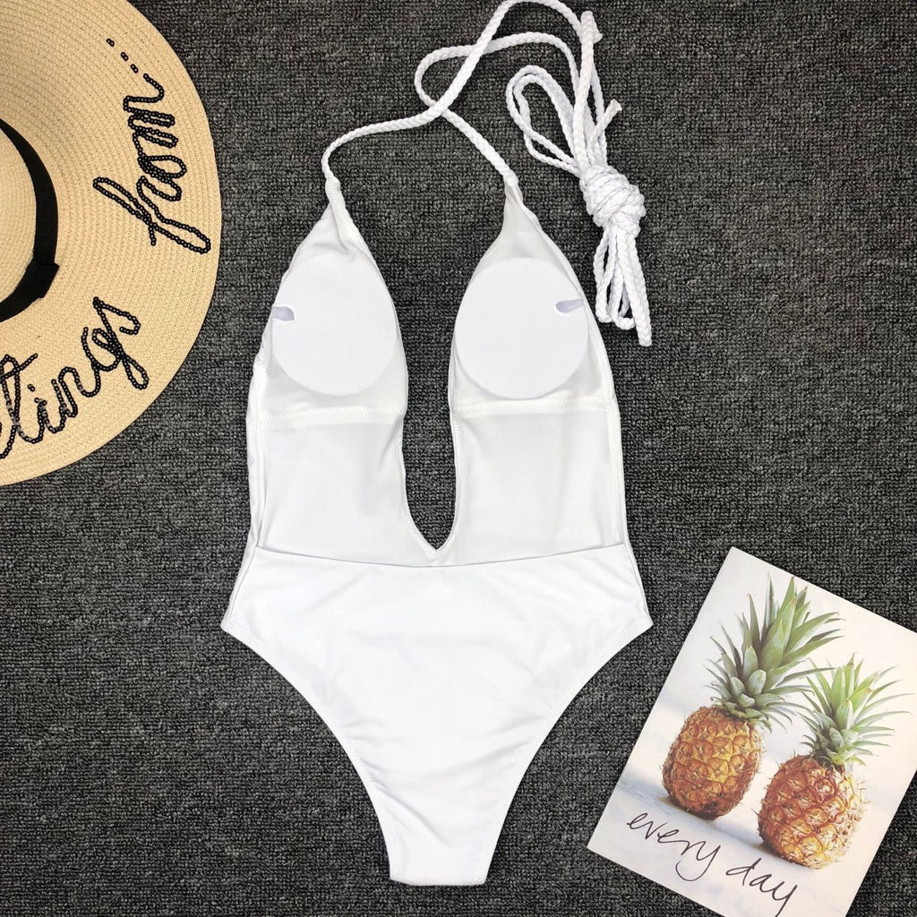 New 2025 Sexy Deep V Neck Wrap Around Female Swimwear One Piece Swimsuit Women Backless Monokini High Cut Bathing Suit Swim Lady