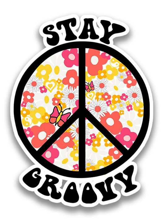 Vintage Stay Groovy Badge Sticker -Image by Shutterstock