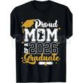 Class of 2026 Graduate "Proud Mom" T-Shirt – Senior 2025-2026 Graduation Design, Premium 100% Cotton Unisex Milestone Top, Soft Lived-In Heavyweight High School & College Fan Shirt, Made in USA