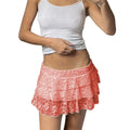Women's Sexy Mini Skirt Floral Elastic Waist Layered Ruffle A-Line Skirt Casual Summer Solid Color Mini Skirts Streetwear