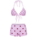 Women Halter Bra Tops with Shorts 2 Pieces Set Stylish Bikini Bathing Suit Summer Dot Print Bikini Swimsuits