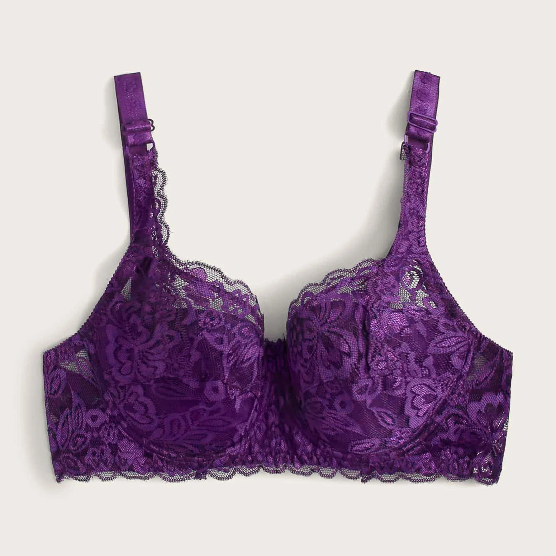 Women's Solid Color Bow Decor Push-Up Underwire Lace Bra with Adjustable Straps Soft Comfortable Breathable Triple-Breasted Ling