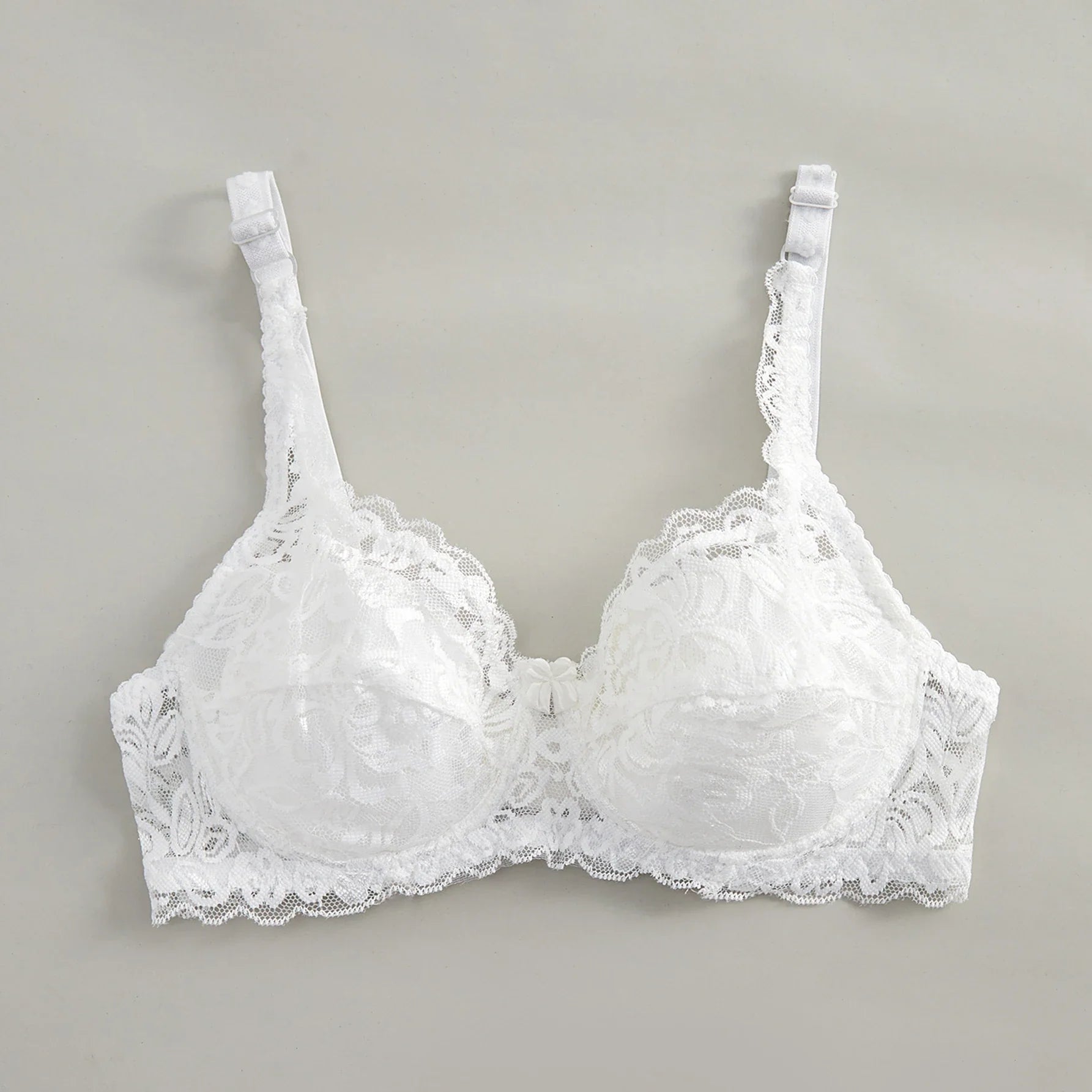 Women's Solid Color Bow Decor Push-Up Underwire Lace Bra with Adjustable Straps Soft Comfortable Breathable Triple-Breasted Ling