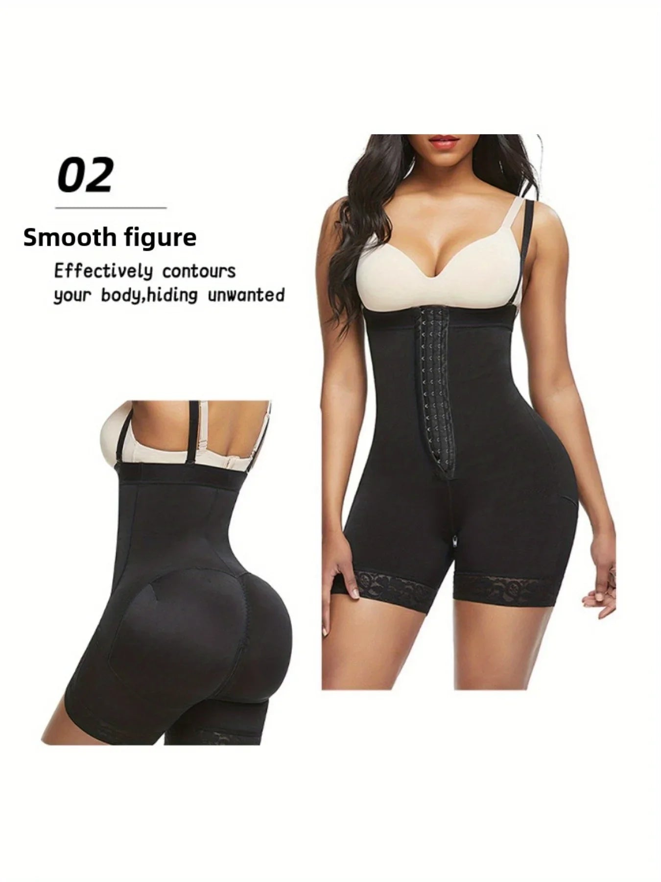 Slimming High-Waist Shapewear Shorts - Firm Tummy & Booty Enhancement Nylon & Elastane Blend with Contouring Lace Accents