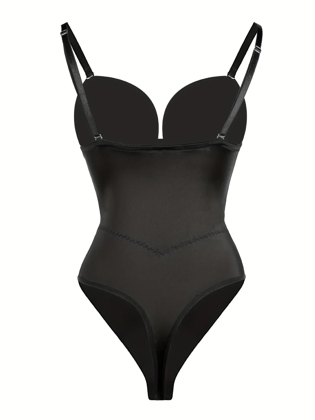 1pc Sexy Corset Solid Color Deep V Neck Contouring Onesie Belly Control Waist Trainer Slimming Thong Shapewear Women'S Lingerie
