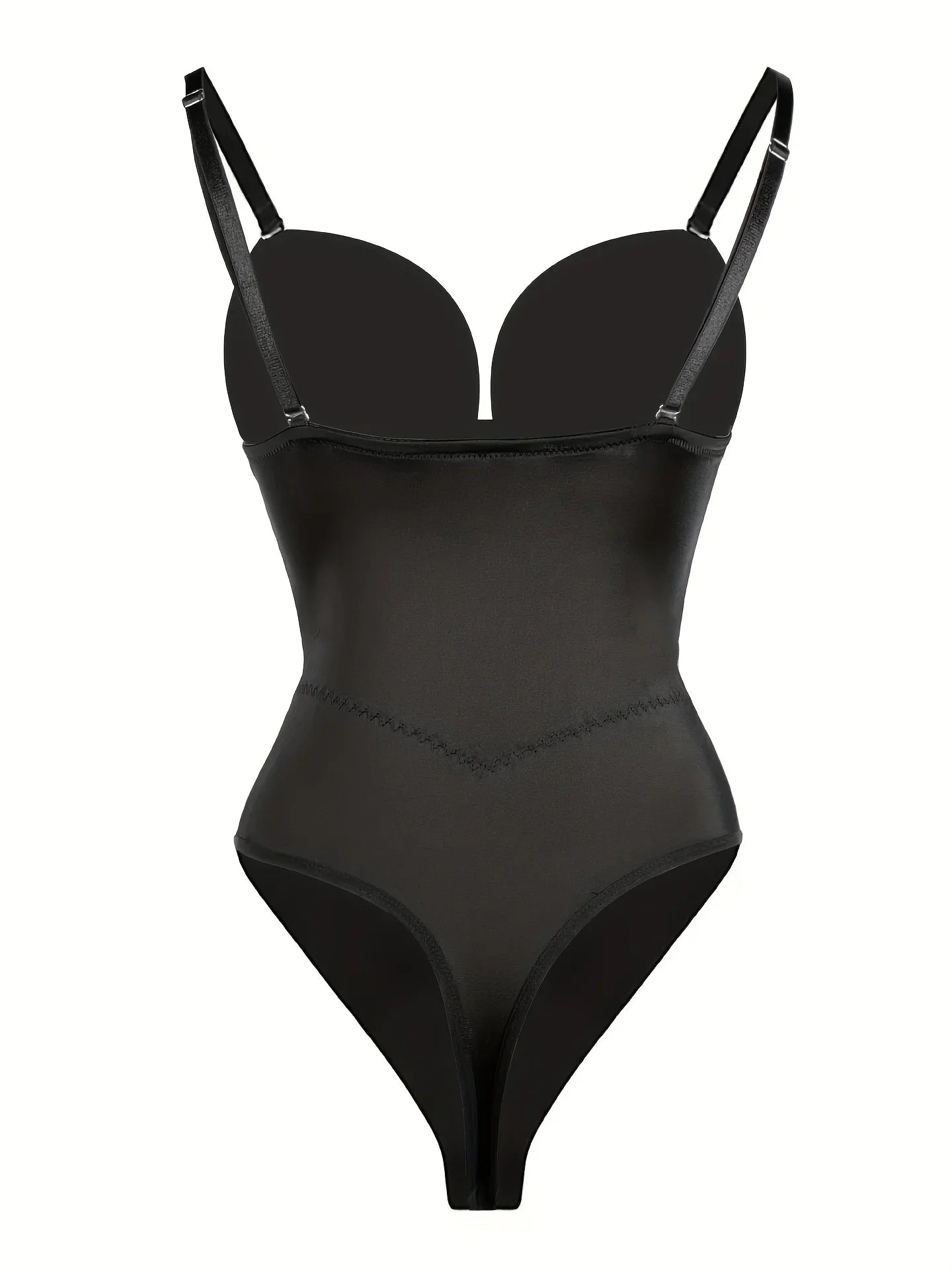 1pc Sexy Corset Solid Color Deep V Neck Contouring Onesie Belly Control Waist Trainer Slimming Thong Shapewear Women'S Lingerie