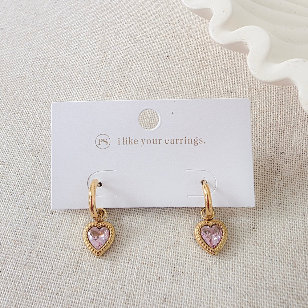 Aphrodite Heart Dangle Earrings - WATERPROOF